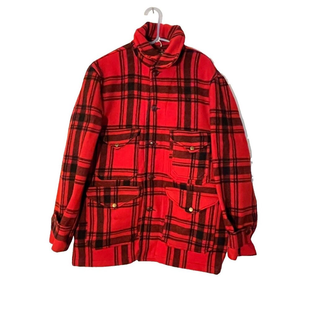 Vtg Woolrich Men's 40s 50s Red Wool Plaid Mackina… - image 1